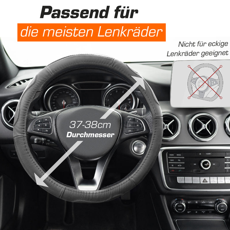 Auto Lenkradhülle Lenkrad Abdeckung Leder Lenkradschoner 37-38cm Bezug Für  VW T4