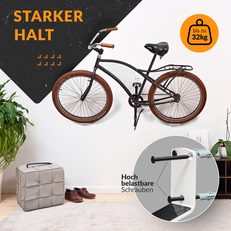 Fahrrad Wandhalterung horizontal | Pedal Wandhalter für Wohnung & Garage | Wohnzimmer Fahrradhalterung
