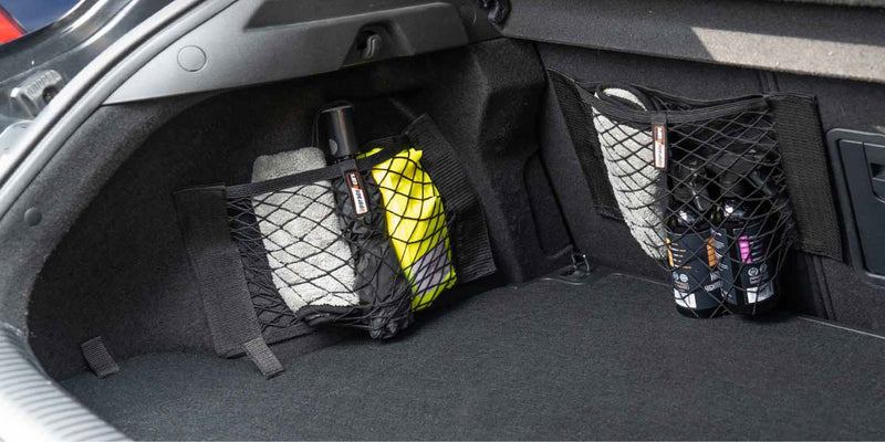 HISports Klett Kofferraum Organizer Auto Netztasche,4 Stück 25 * 30cm  Kofferraum Netztasche Auto Gepäcknetz Aufbewahrungsnetz mit Klettverschluss  für