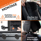 Autositzauflage Vordersitze Leder Optik Schwarz | Auto-Sitzbezüge Vorne mit Rücksitz Organizer | Auto Sitzbezug Universal