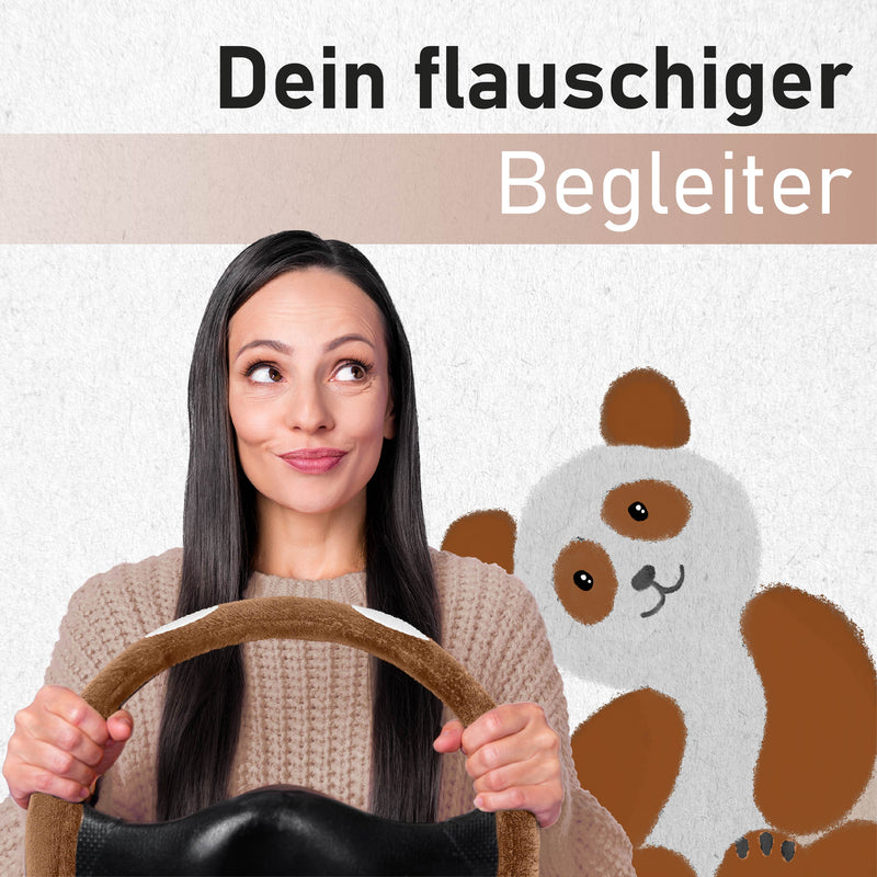 Lenkradbezug Plüsch | Lenkradschutz in Universal Größe 37-39 cm | Lenkradhülle für Sommer & Winter | Autozubehör Innenraum