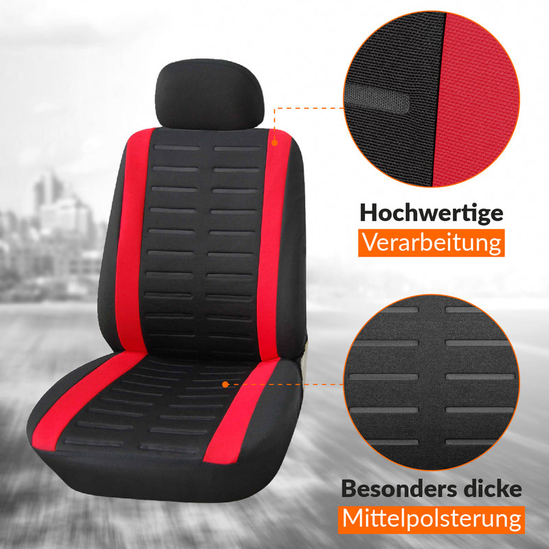 JDWBT Luxus Sitzbezug Auto Vordersitze,Schwarz Rot autositzbezüge