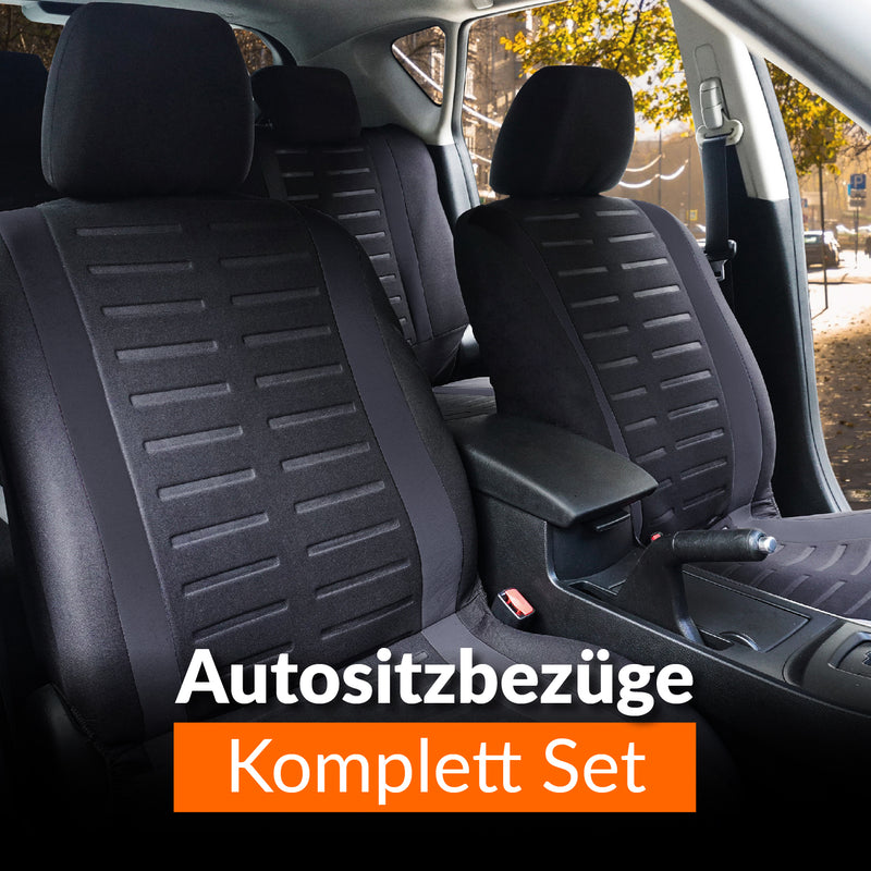 ibon Autositzbezüge Set Leder, 5-Sitze Universal-Sitzbezüge Auto  Vordersitze und Rückbank Komplettset for Auto Zubehör Innenraum ( noir )