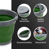Falteimer 5 Liter mit Deckel und Henkel | Faltbarer Eimer 5l für Camping, Angeln | Klappbarer Wassereimer Klein aus Plastik & Silikon